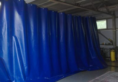 Штора для автомойки из ПВХ синяя