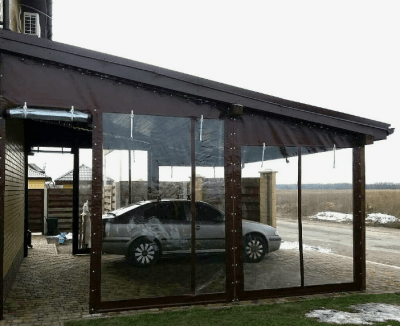 Гибкие шторы с автоматикой для навеса